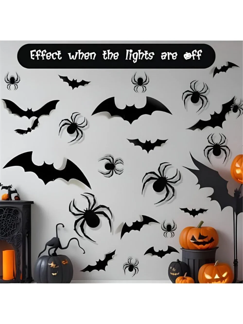 36 Pack Halloween Bat Spider Wall Decor LED Bat Spider Wall Stickers